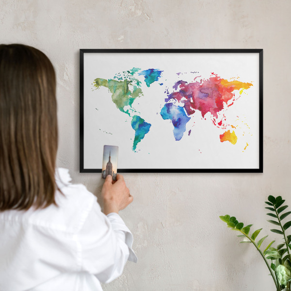 Vacation magnet board with a black frame Color map