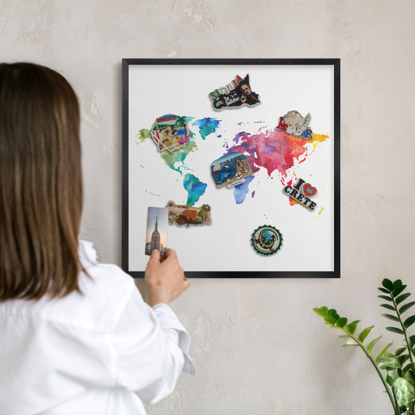 Vacation magnet board with a black frame Color map