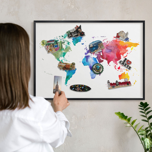 Vacation magnet board with a black frame Color map
