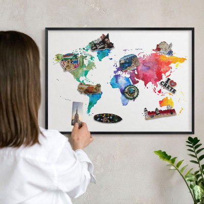 Vacation magnet board with a black frame Color map