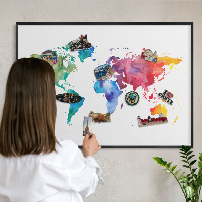 Vacation magnet board with a black frame Color map