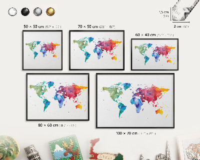 Vacation magnet board with a black frame Color map