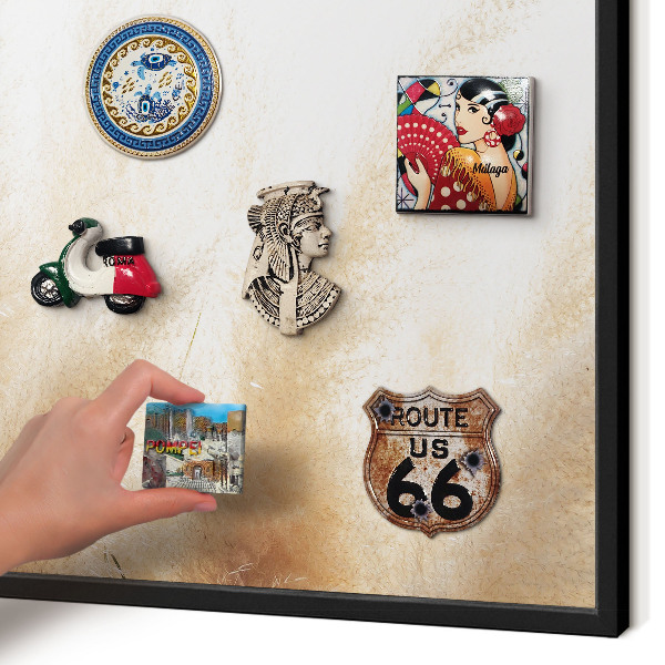 Vacation magnet board with a black frame Essential grasses