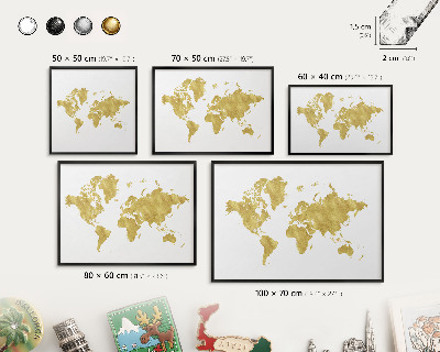 Vacation magnet board with a black frame World map