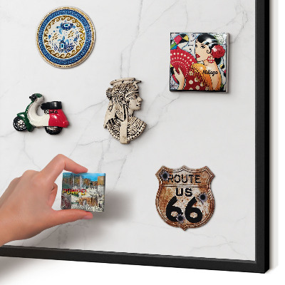 Vacation magnet board with a black frame Marble pattern