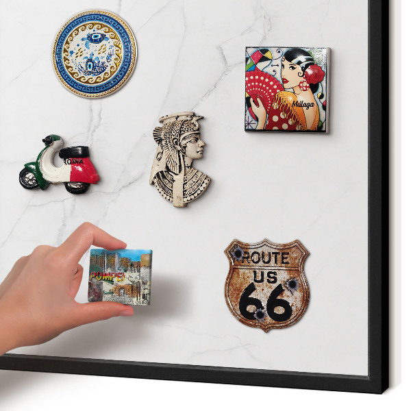 Vacation magnet board with a black frame Marble pattern