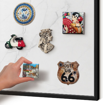 Vacation magnet board with a black frame Marble pattern