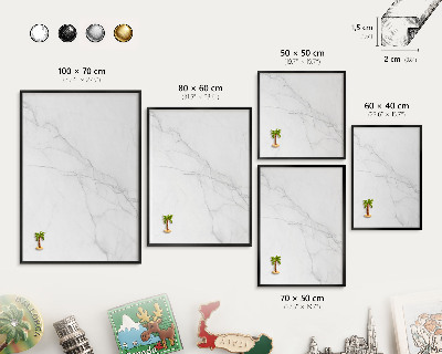 Vacation magnet board with a black frame Marble pattern
