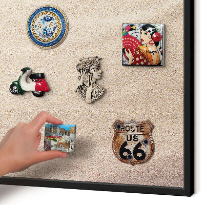 Metal wall board for magnets in a black frame Summer relaxation