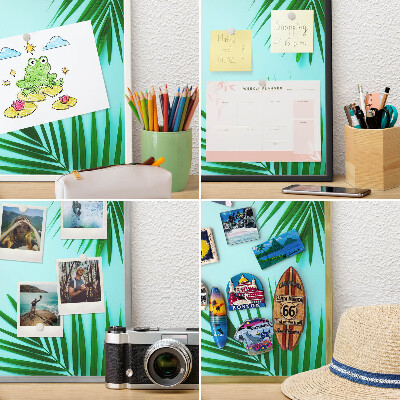 Vacation magnet board with a black frame Green leaves