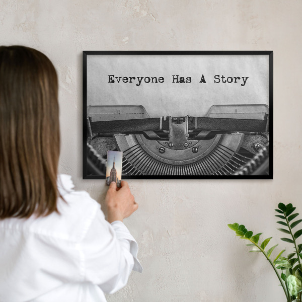 Vacation magnet board with a black frame Vintage machine
