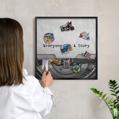 Vacation magnet board with a black frame Vintage machine