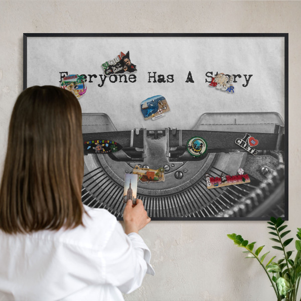 Vacation magnet board with a black frame Vintage machine