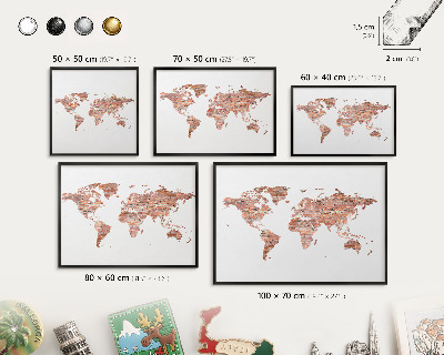Vacation magnet board with a black frame Brick map