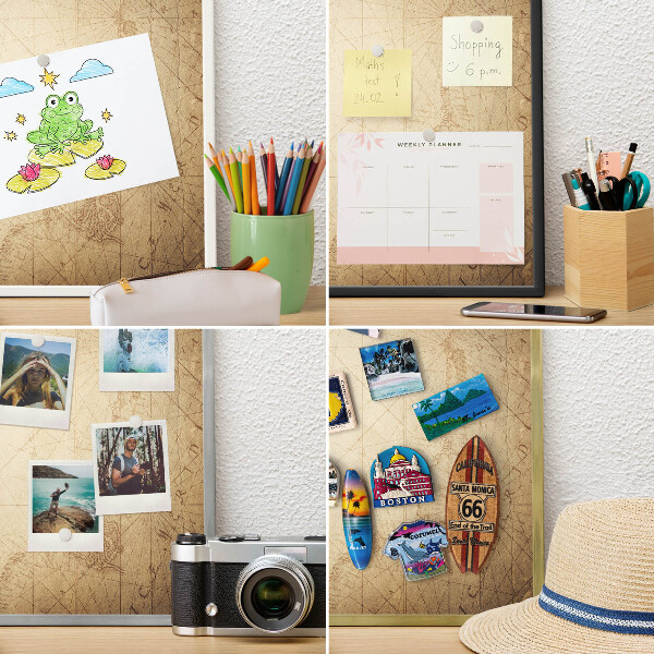 Metal wall board for magnets in a black frame Ancient map
