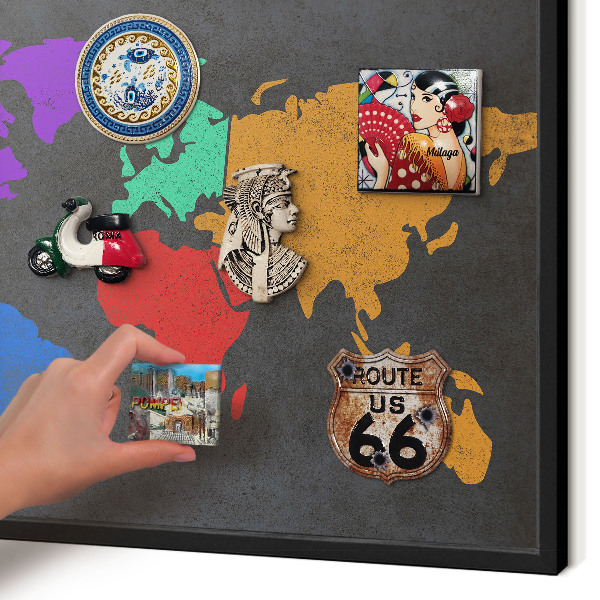 Vacation magnet board with a black frame Color map