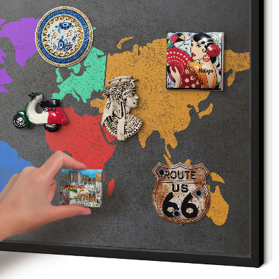 Vacation magnet board with a black frame Color map