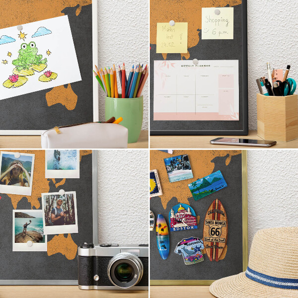 Vacation magnet board with a black frame Color map