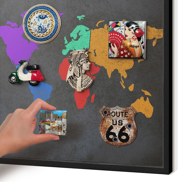 Vacation magnet board with a black frame Color map