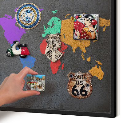 Vacation magnet board with a black frame Color map