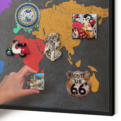 Vacation magnet board with a black frame Color map