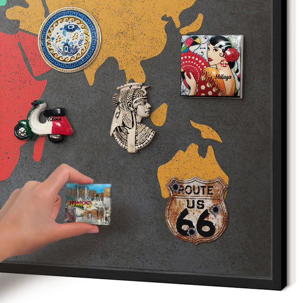 Vacation magnet board with a black frame Color map