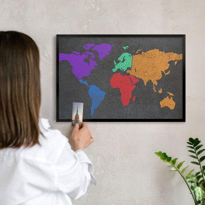 Vacation magnet board with a black frame Color map