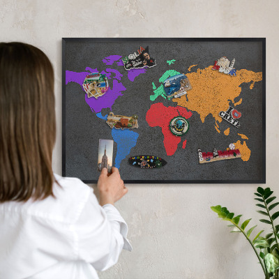 Vacation magnet board with a black frame Color map
