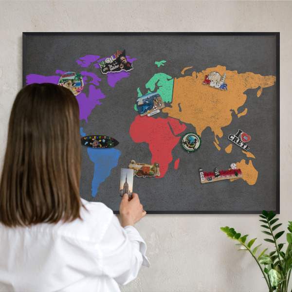 Vacation magnet board with a black frame Color map