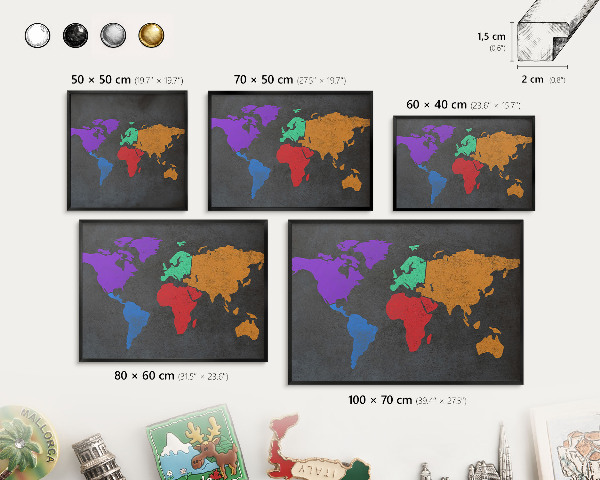 Vacation magnet board with a black frame Color map