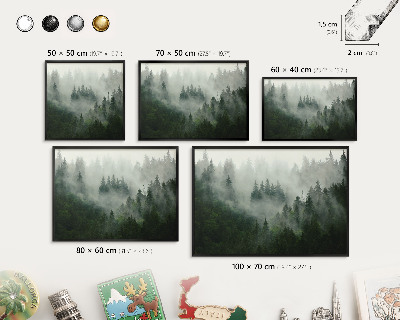 Metal wall board for magnets in a black frame Forest magic