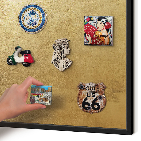 Vacation magnet board with a black frame Yellow texture