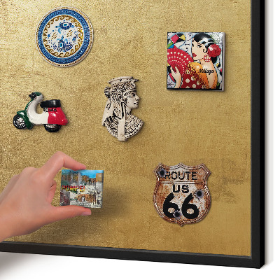 Vacation magnet board with a black frame Yellow texture