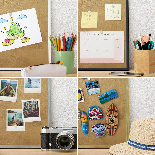 Vacation magnet board with a black frame Yellow texture