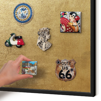 Vacation magnet board with a black frame Yellow texture