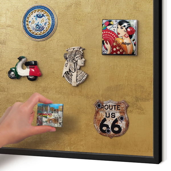 Vacation magnet board with a black frame Yellow texture