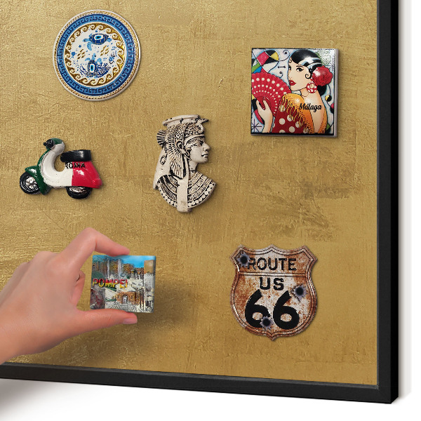 Vacation magnet board with a black frame Yellow texture