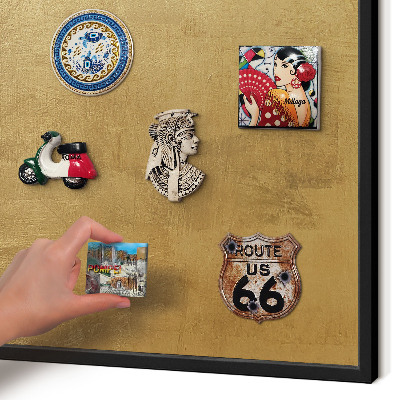 Vacation magnet board with a black frame Yellow texture