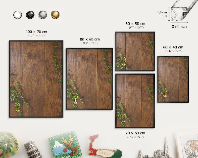 Vacation magnet board with a black frame Wood nature