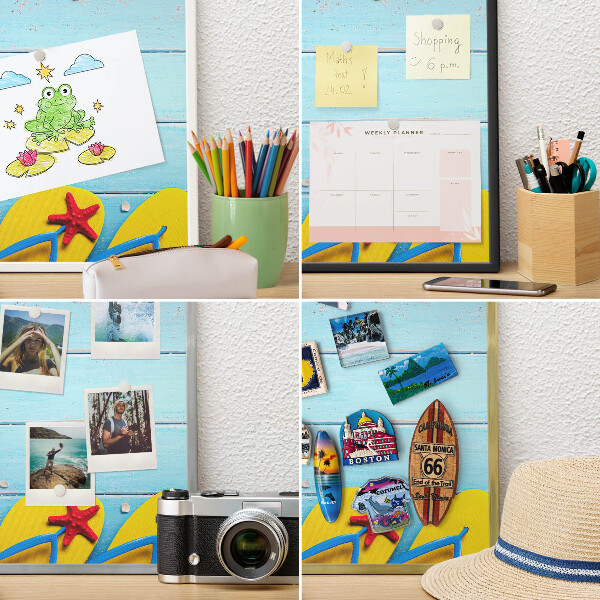 Vacation magnet board with a black frame Holiday beach