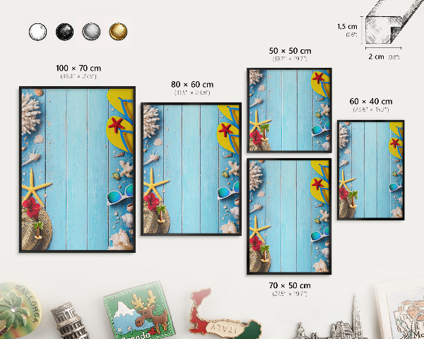 Vacation magnet board with a black frame Holiday beach