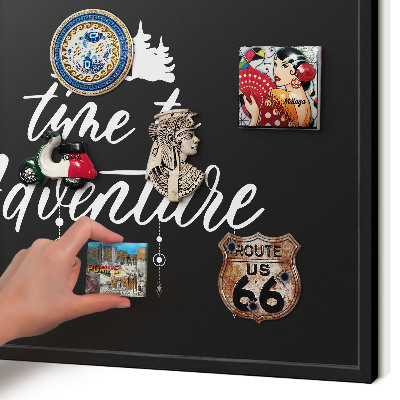 Vacation magnet board with a black frame Adventure awaits