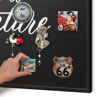 Vacation magnet board with a black frame Adventure awaits