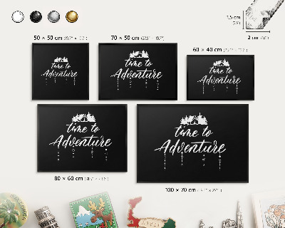 Vacation magnet board with a black frame Adventure awaits