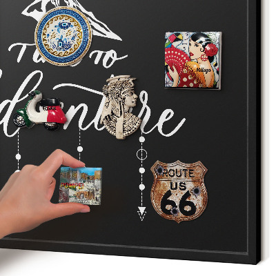 Vacation magnet board with a black frame Adventure awaits