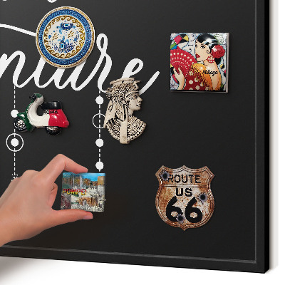 Vacation magnet board with a black frame Adventure awaits