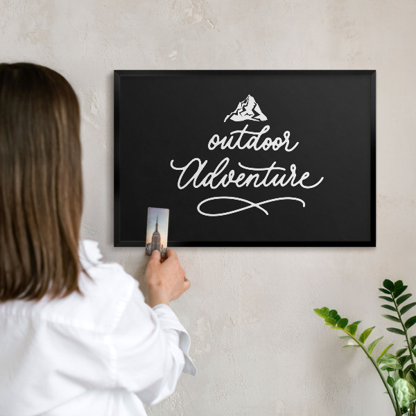 Vacation magnet board with a black frame Outdoor Adventure
