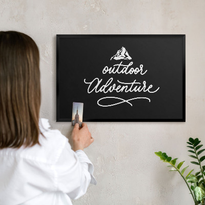 Vacation magnet board with a black frame Outdoor Adventure