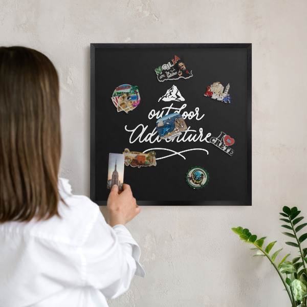 Vacation magnet board with a black frame Outdoor Adventure