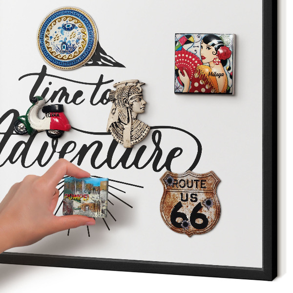 Metal wall board for magnets in a black frame The Journey of Discovery